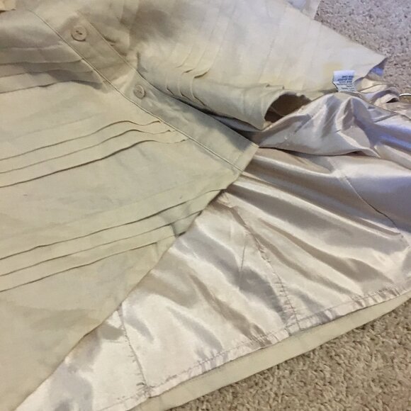 Jennifer Woman Jennifer Glasgow Cream Ramie Pintuck Button Down Tee Shirt - Picture 8 of 16